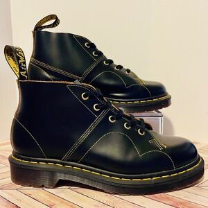 Dr Martens Church Monkey Men's 7 Boots Black Vintage Smooth Leather